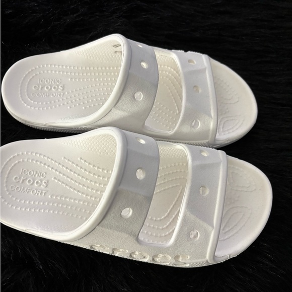 NWOT White Baya Crocs Slide Sandals, Size 7 in women - Picture 3 of 4